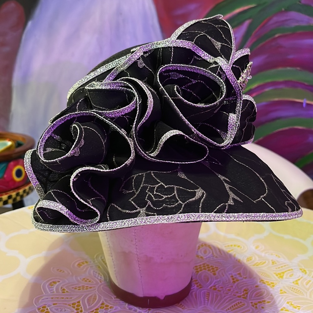 Vintage Ms. Divine Black Silver Sequin Hat - Picture 2 of 5